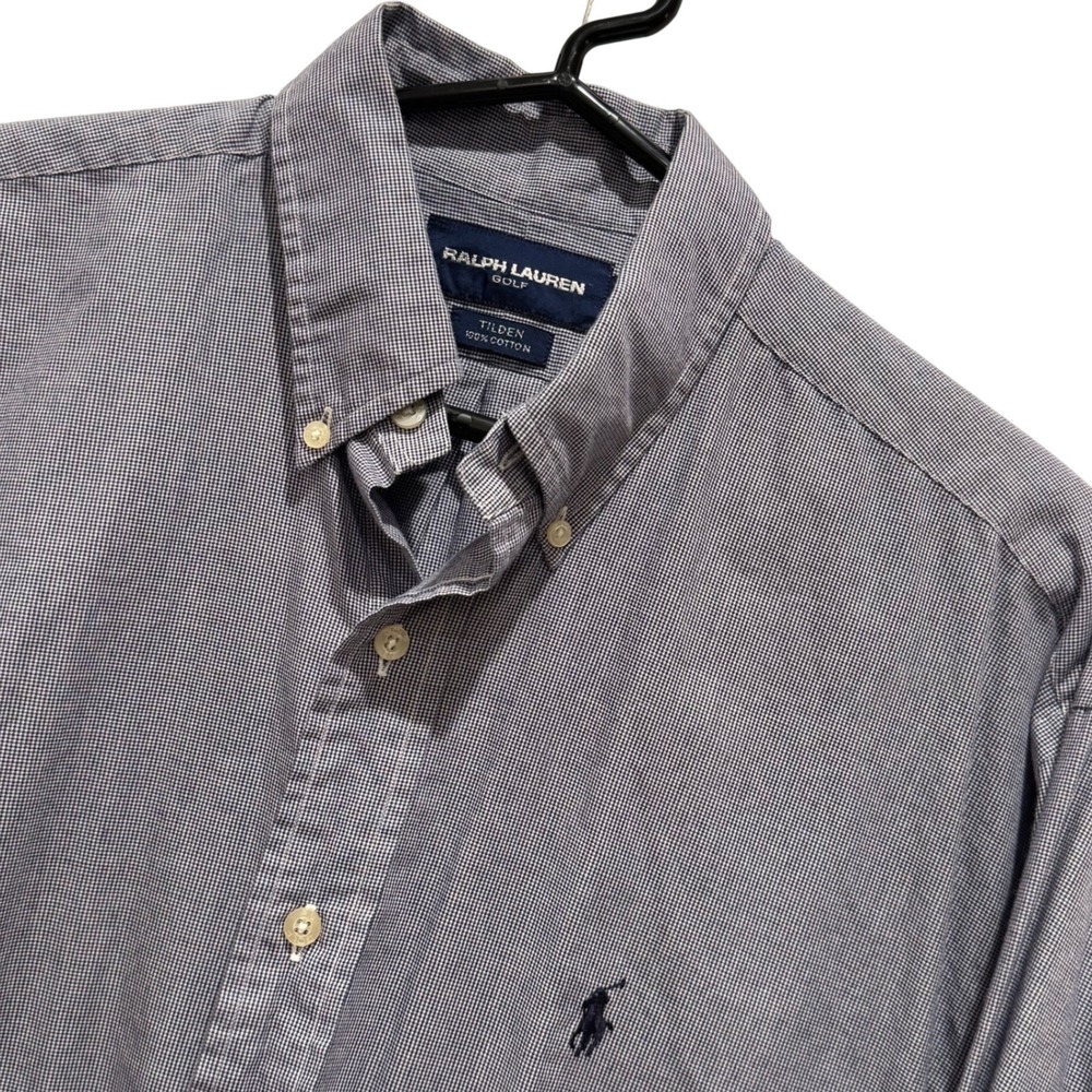 Ralph Lauren Golf Tilden Button Down Shirt Men's M Micro-Check Polo Player Logo